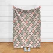 Large Tan and Blush Argyle with Texture