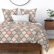 Large Tan and Blush Argyle with Texture