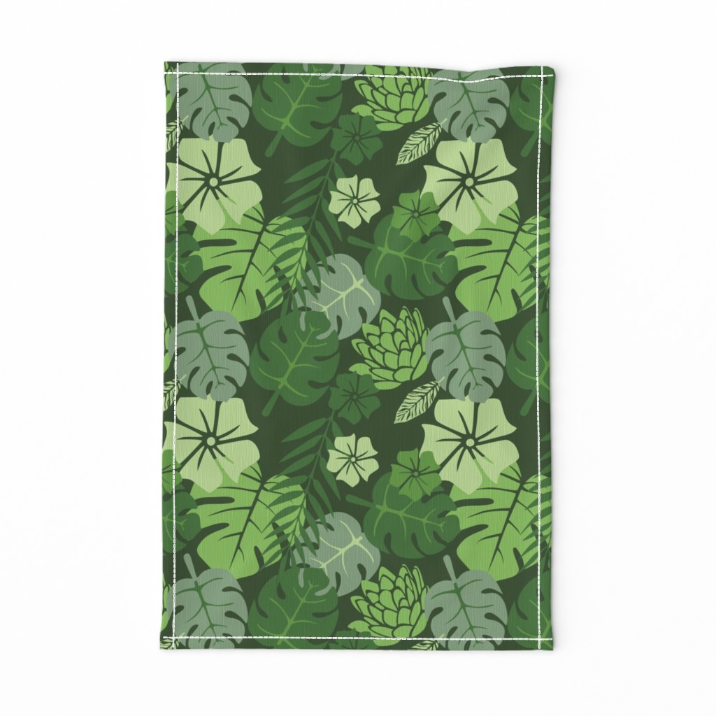 Tropical floral green monochrome