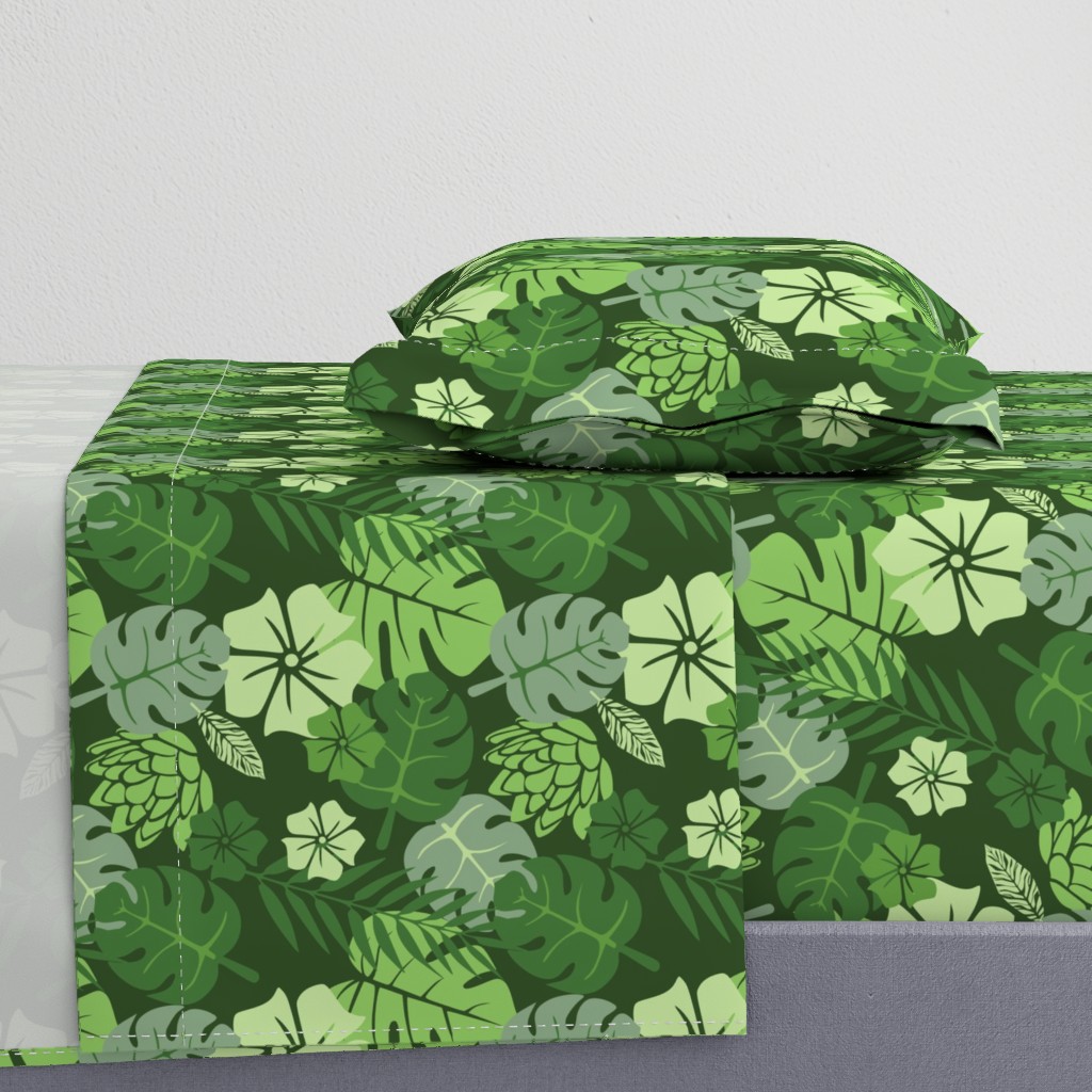 Tropical floral green monochrome