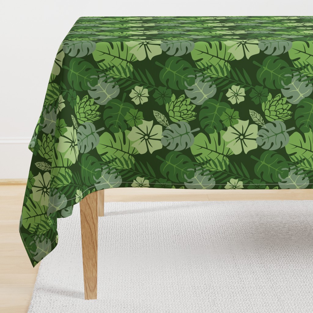 Tropical floral green monochrome