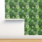 Tropical floral green monochrome