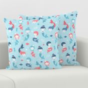 Mermaids - blue and coral