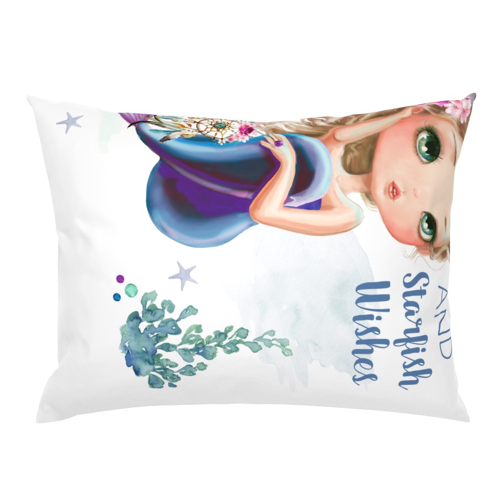 2 - 17" Pillows & 1 - 36" Lilac Mermaid Blanket