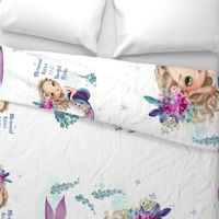 2 - 17" Pillows & 1 - 36" Lilac Mermaid Blanket