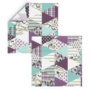 Mermaid - Purple, Turquoise, White - cheater quilt, whole cloth quilt, triangle quilt