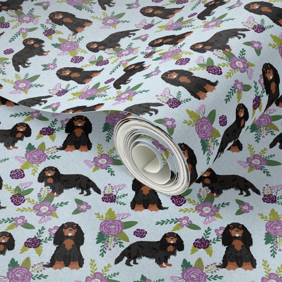 cavalier king charles spaniel black and tan pet quilt c collection floral