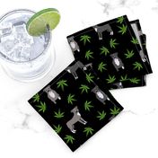 420 Pitbulls - dog pitbull, weed, pattern - black