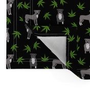 420 Pitbulls - dog pitbull, weed, pattern - black