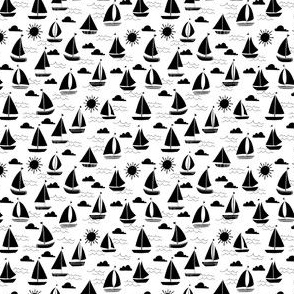 sailboat // sailboats bw black and white sea ocean design - small