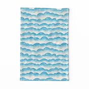Watercolor Cloud Layers in Blue // monochromatic watercolor cloud stripes ombre gradient layers baby blue fabric