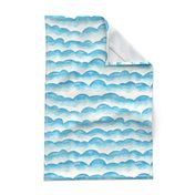 Watercolor Cloud Layers in Blue // monochromatic watercolor cloud stripes ombre gradient layers baby blue fabric