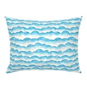 Watercolor Cloud Layers in Blue // monochromatic watercolor cloud stripes ombre gradient layers baby blue fabric