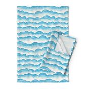 Watercolor Cloud Layers in Blue // monochromatic watercolor cloud stripes ombre gradient layers baby blue fabric