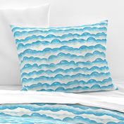 Watercolor Cloud Layers in Blue // monochromatic watercolor cloud stripes ombre gradient layers baby blue fabric