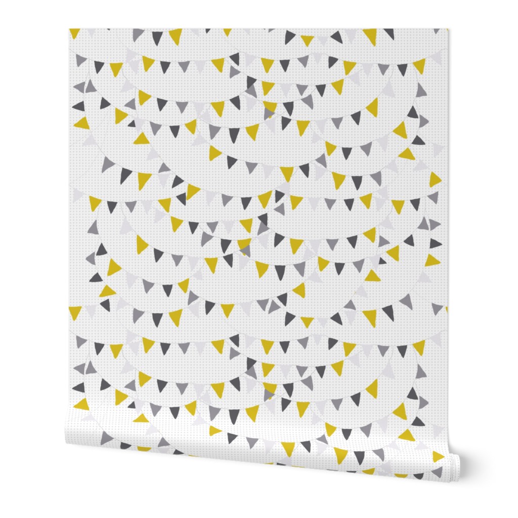 bunting yellow grey dashed