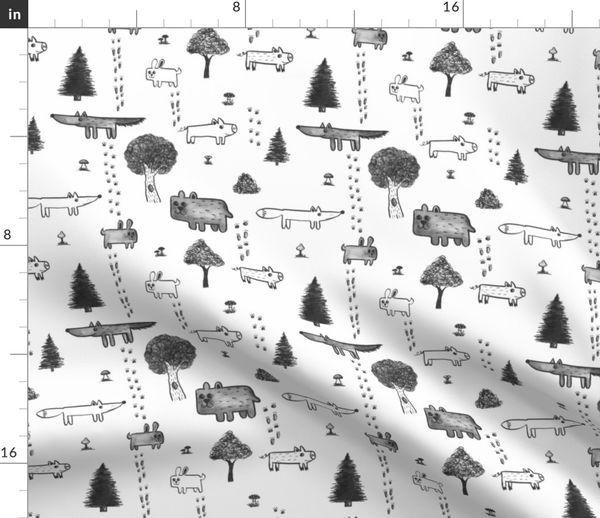 Cute Black And White Forest Animals Spoonflower