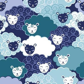 Sweet dreams zzz // teal and blue sheep