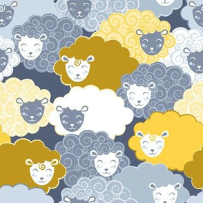 Sweet dreams zzz  // grey and yellow sheep