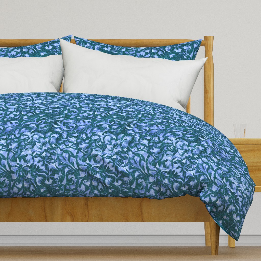 Tossed Leaves -blue-teal