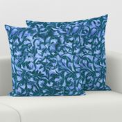 Tossed Leaves -blue-teal