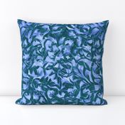 Tossed Leaves -blue-teal