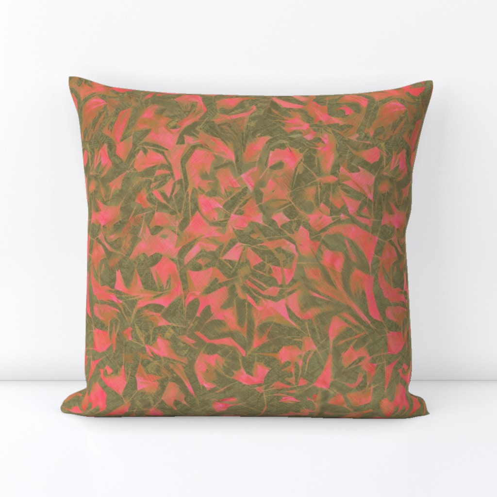 Tossed Leaves -pink-olive green