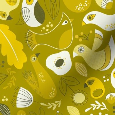 Birds of a Feather  //  Mid Century Modern  //  Mustard Yellow