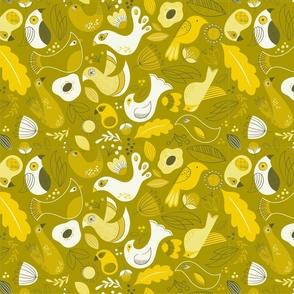 Birds of a Feather  //  Mid Century Modern  //  Mustard Yellow