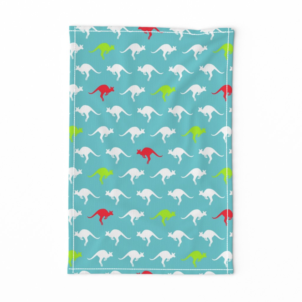 Kangaroo Party On Turquoise