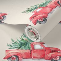 4" Christmas Vintage Trucks // White Linen