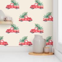 4" Christmas Vintage Trucks // White Linen