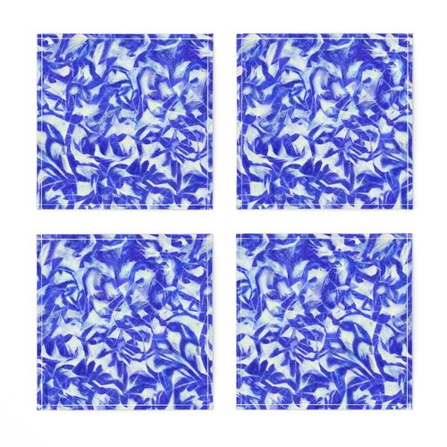 Tossed leaves-electric blue and white