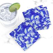 Tossed leaves-electric blue and white