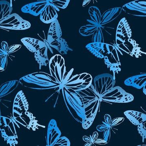 Midnight Flyers/Butterflies Monochrome Turquoise