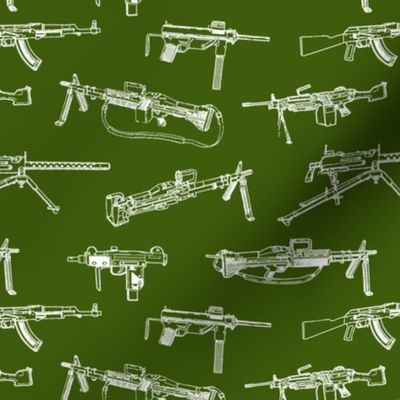 Machine Guns on Army Green // Small