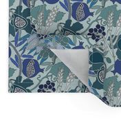 Seven Species Botanical Print in Blue Greens - MINI Scale