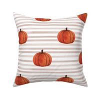 Fall pumpkin on watercolor stripe