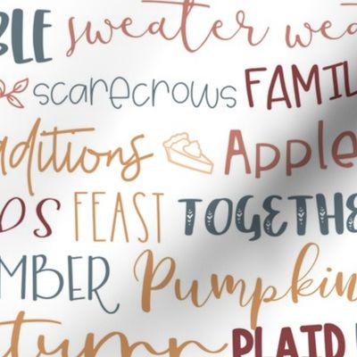 Fall subway words typography in maroon and blue - medium scale