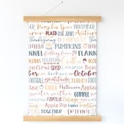 Fall subway words typography in maroon and blue - medium scale