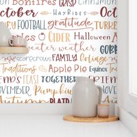 Fall subway words typography in maroon and blue - medium scale