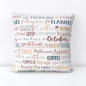 Fall subway words typography in maroon and blue - medium scale