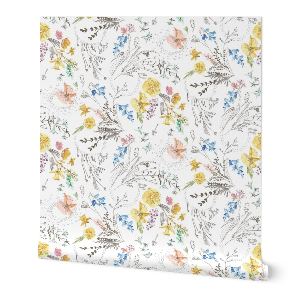 Let's Go Pick Wildflowers (white) MED 