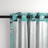 Flowers and Flight in Monochrome Teal