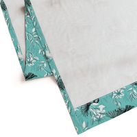 Flowers and Flight in Monochrome Teal