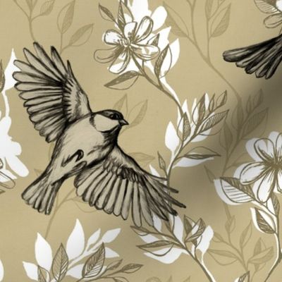Flowers and Flight in Monochrome Tan
