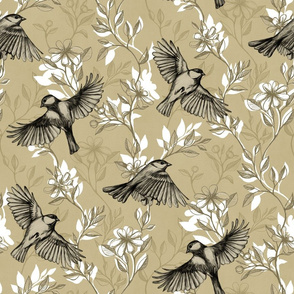 Flowers and Flight in Monochrome Tan