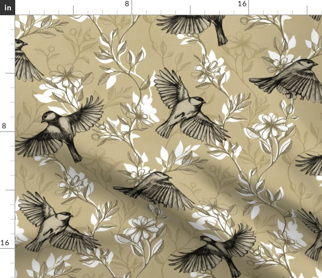 Flowers and Flight in Monochrome Tan