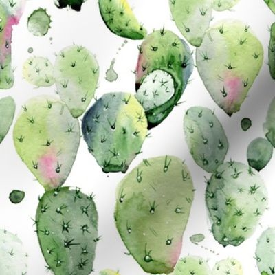8" Prickly Pear Cactus // White