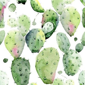 8" Prickly Pear Cactus // White